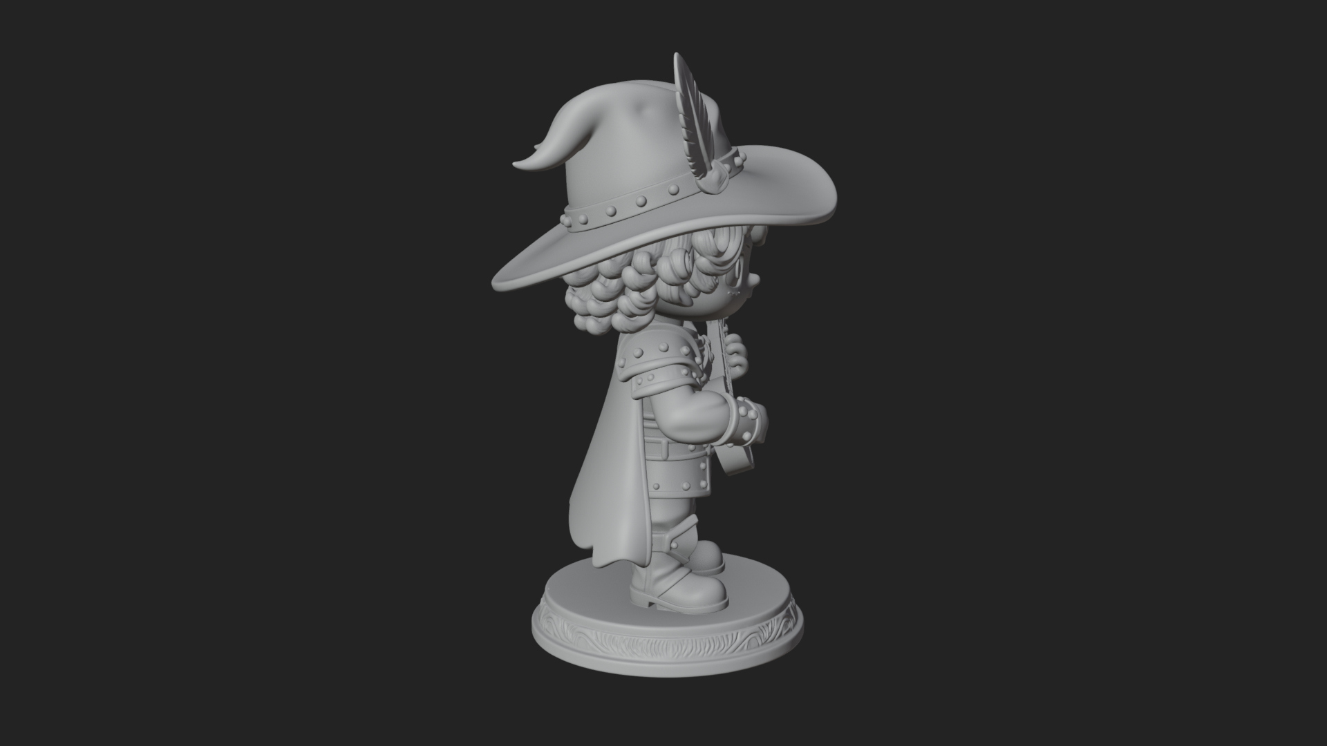 Chibi Bard with Lute Statue Design 2 3D Print Model 3D Model