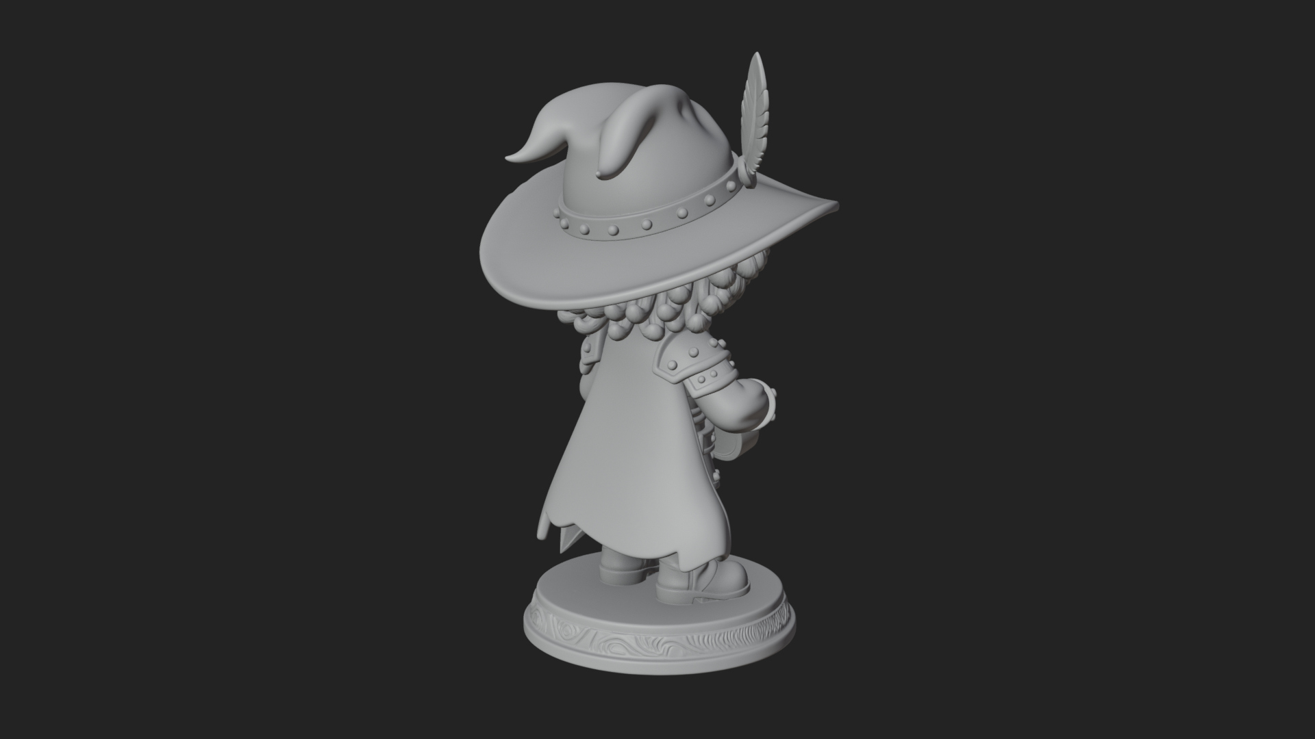 Chibi Bard with Lute Statue Design 2 3D Print Model 3D Model