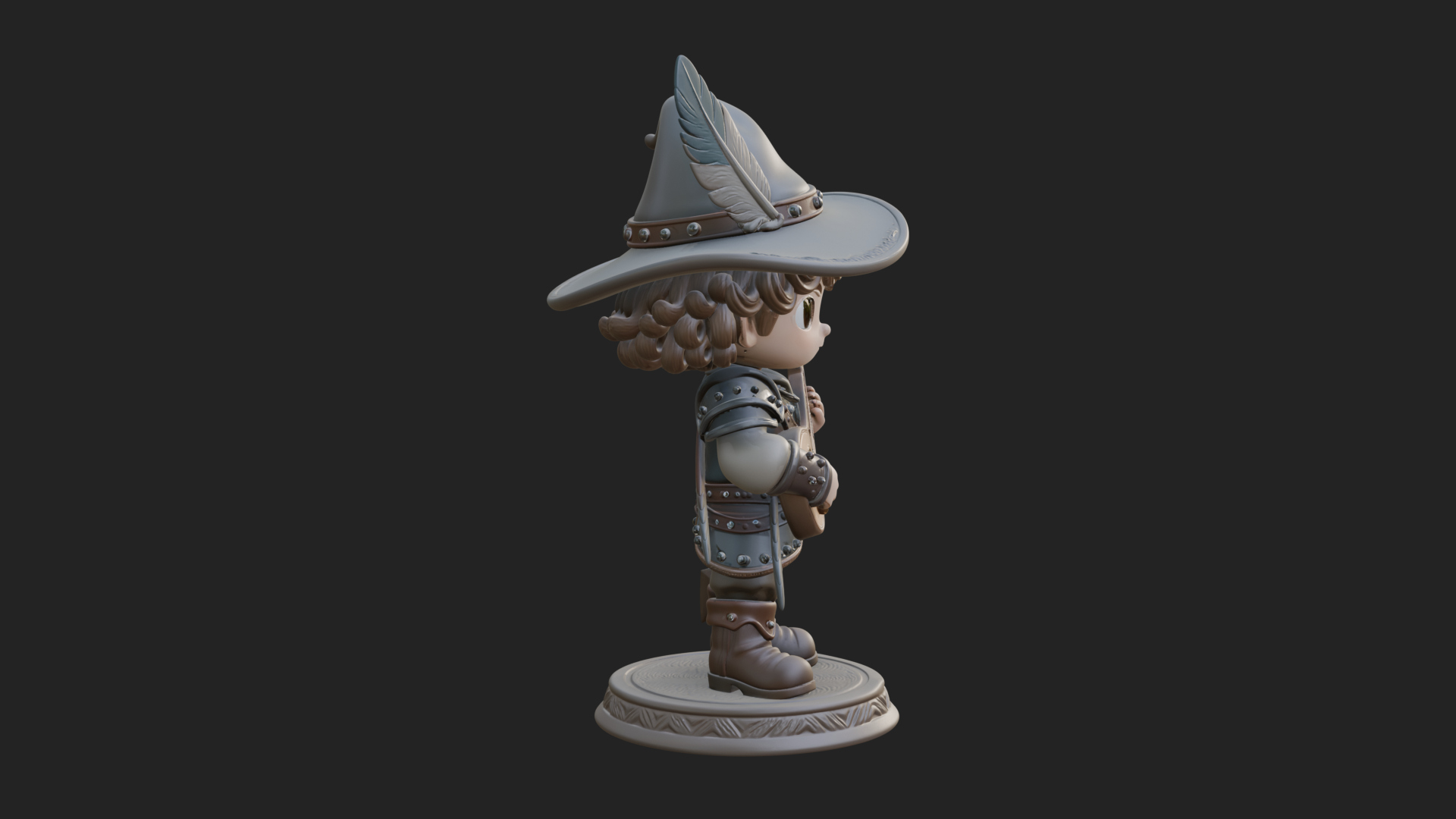 Chibi Bard with Lute Statue Design 3 3D Print Model 3D Model
