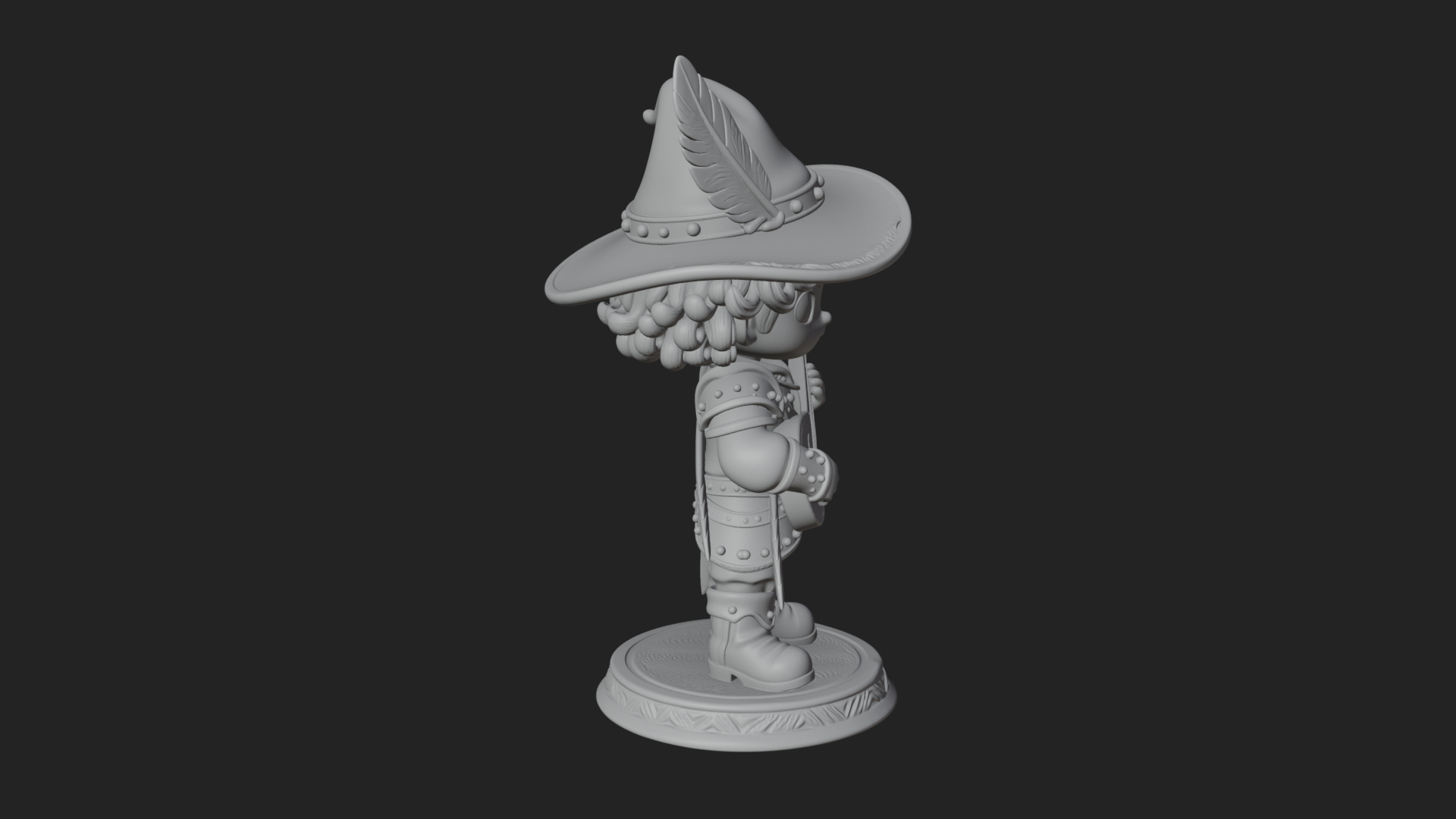 Chibi Bard with Lute Statue Design 3 3D Print Model 3D Model