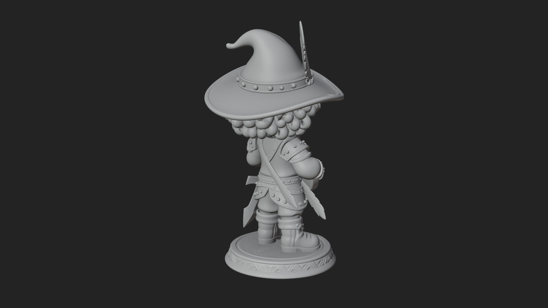 Chibi Bard with Lute Statue Design 3 3D Print Model 3D Model
