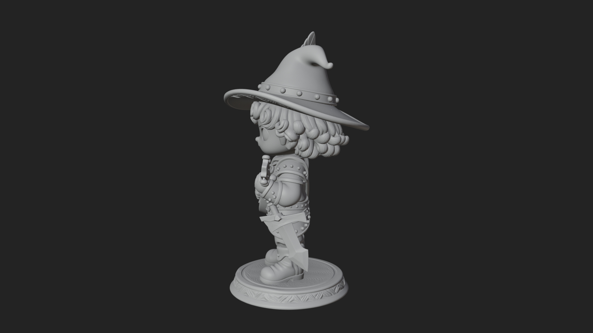 Chibi Bard with Lute Statue Design 3 3D Print Model 3D Model