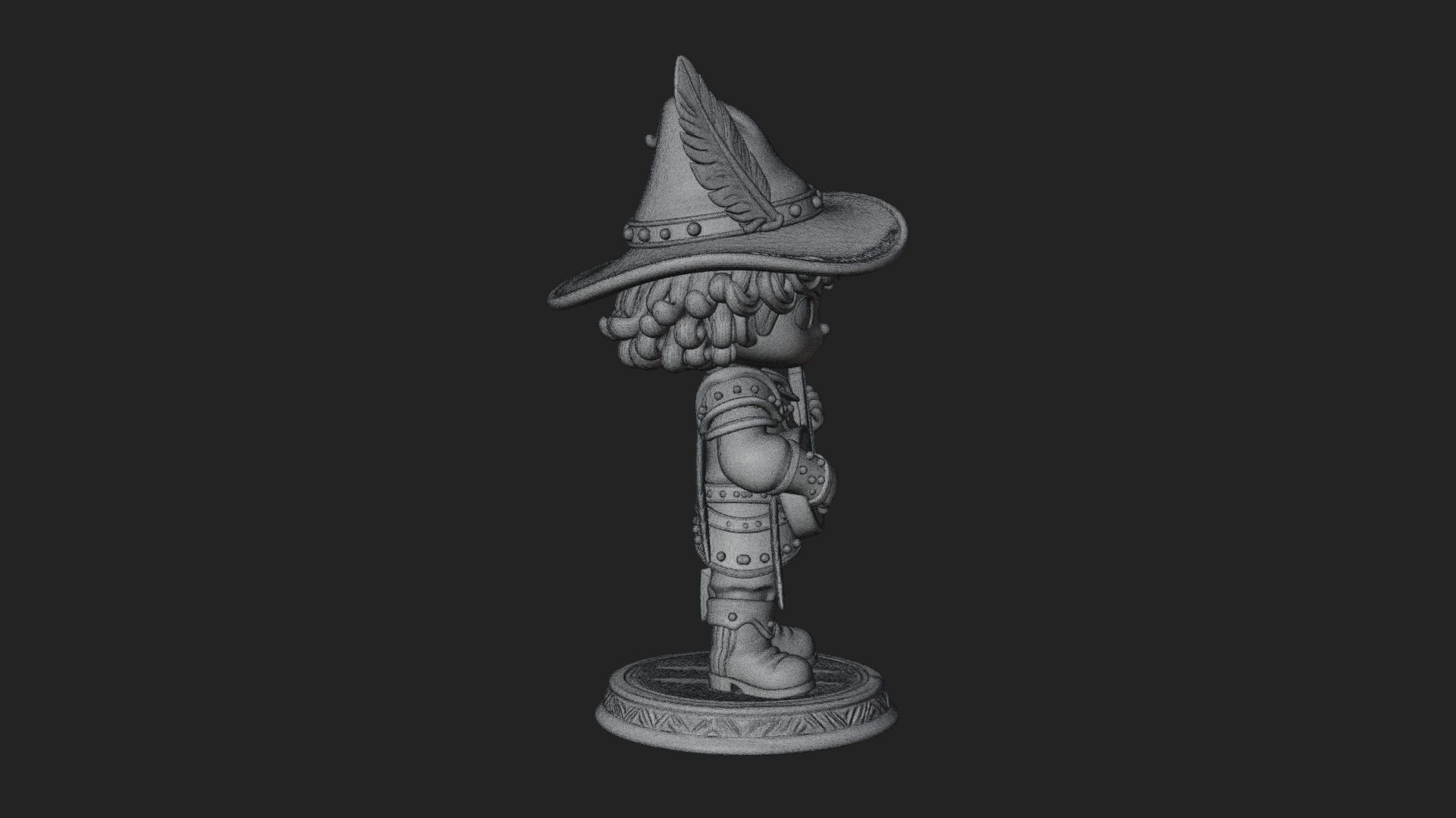 Chibi Bard with Lute Statue Design 3 3D Print Model 3D Model