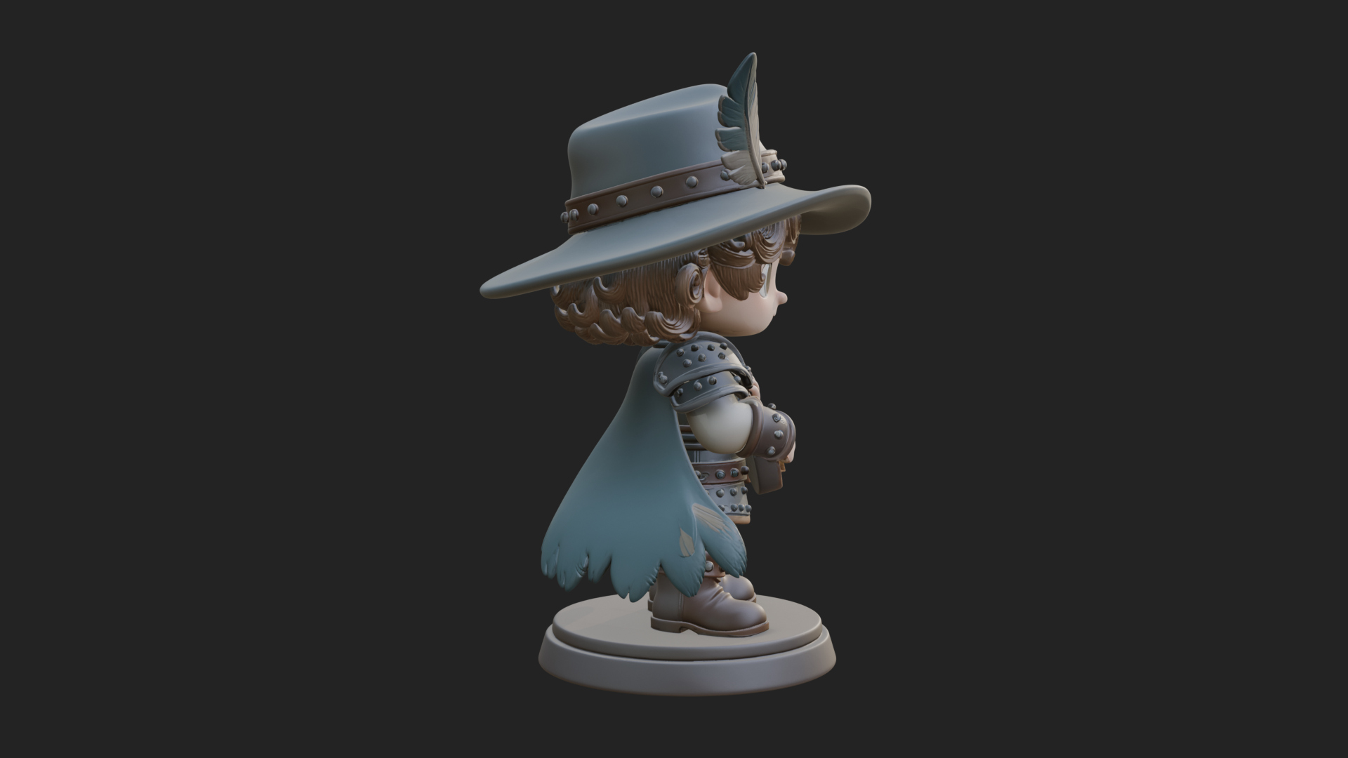 Chibi Bard with Lute Statue Design 4 3D Print Model 3D Model
