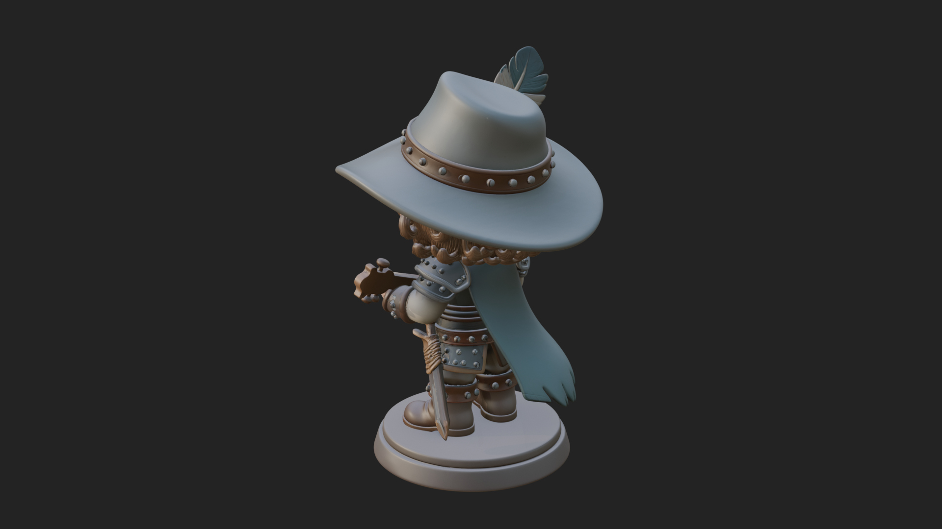 Chibi Bard with Lute Statue Design 4 3D Print Model 3D Model
