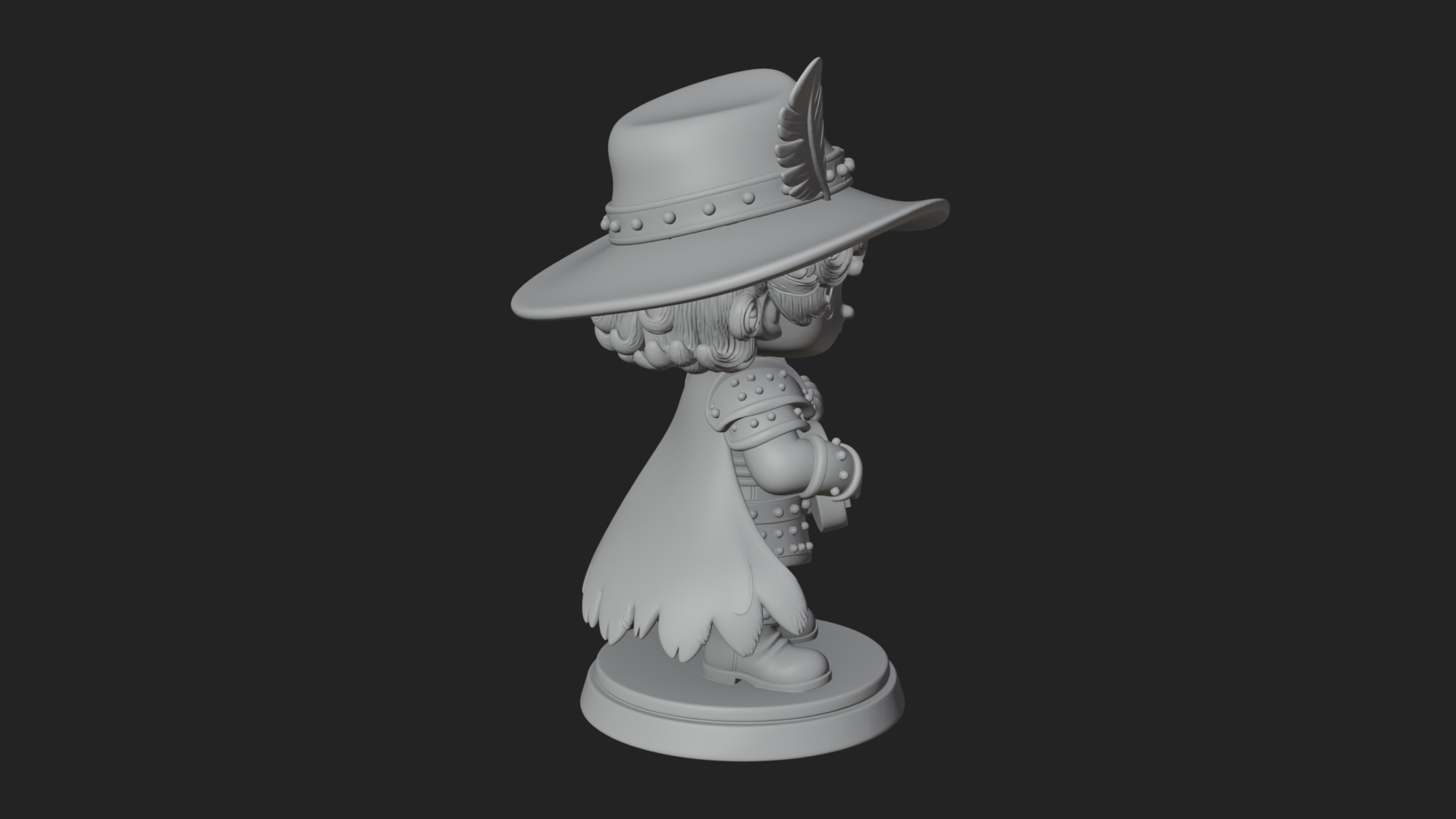 Chibi Bard with Lute Statue Design 4 3D Print Model 3D Model