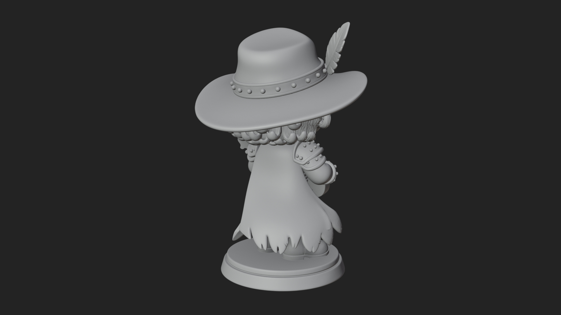 Chibi Bard with Lute Statue Design 4 3D Print Model 3D Model