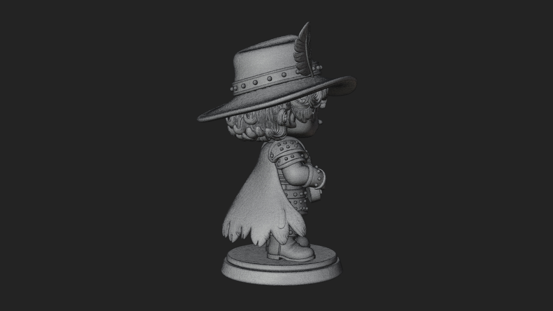 Chibi Bard with Lute Statue Design 4 3D Print Model 3D Model