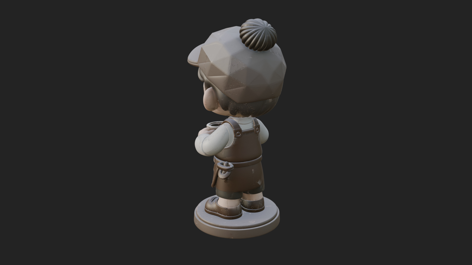 Chibi Barista with Cup Statue Design 1 3D Print Model 3D Model