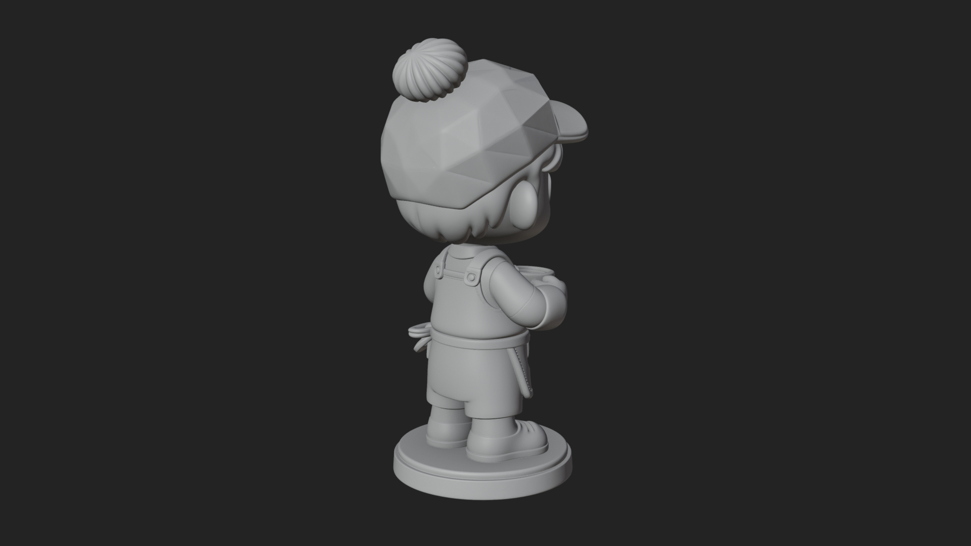 Chibi Barista with Cup Statue Design 1 3D Print Model 3D Model