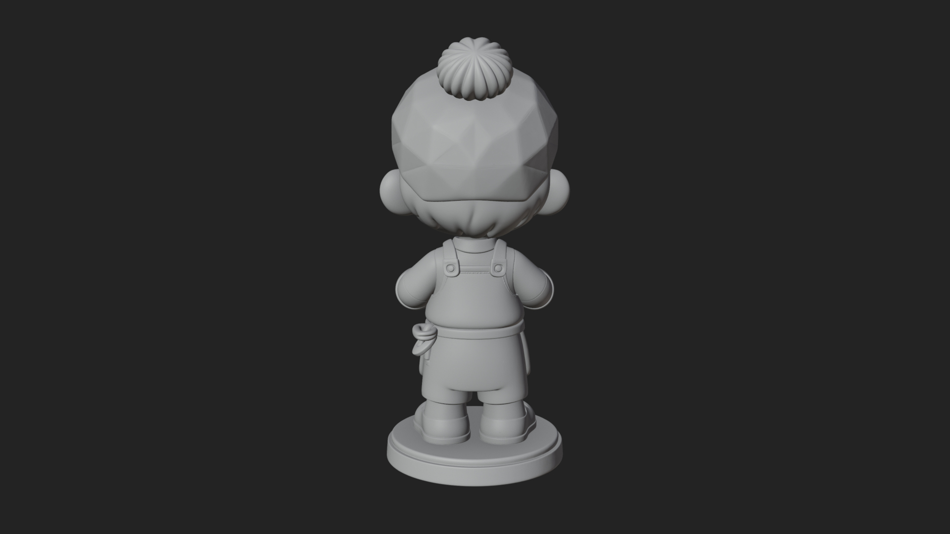 Chibi Barista with Cup Statue Design 1 3D Print Model 3D Model
