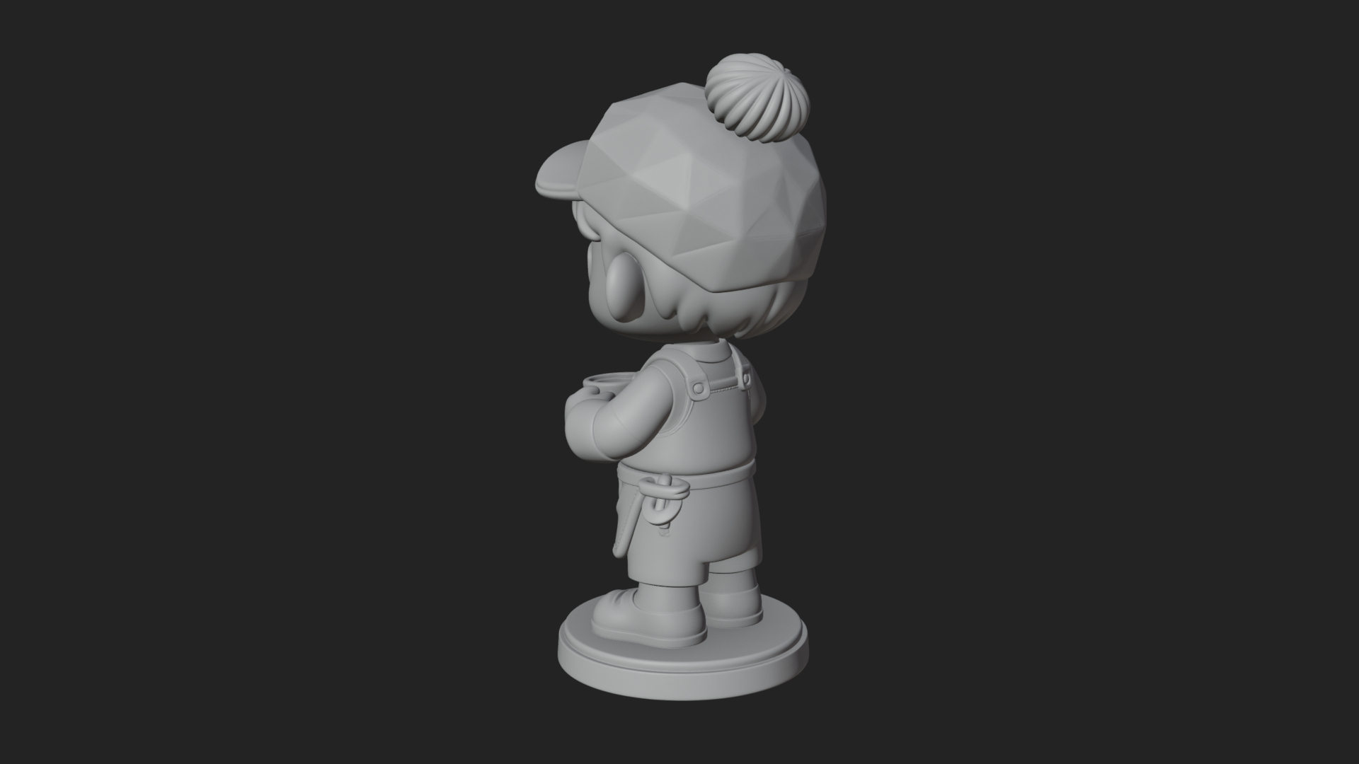 Chibi Barista with Cup Statue Design 1 3D Print Model 3D Model