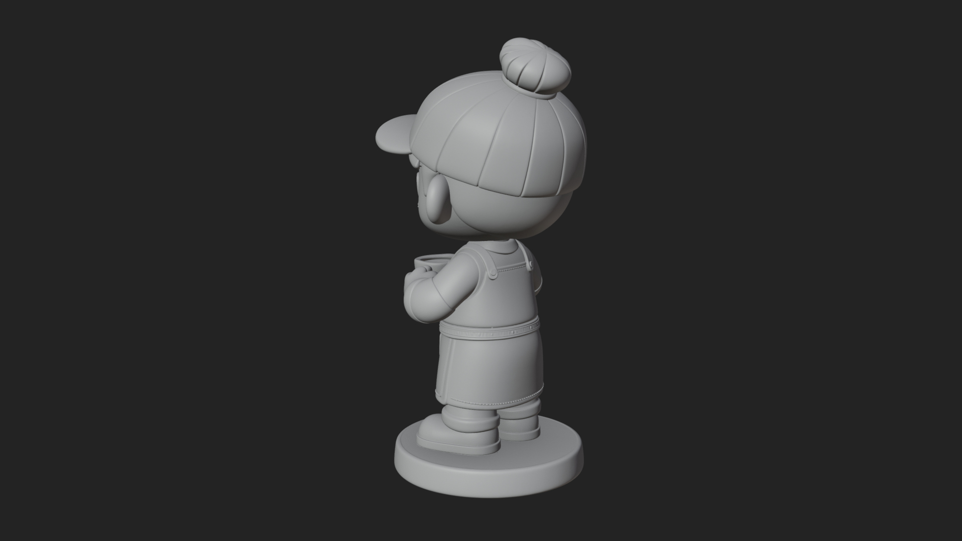 Chibi Barista with Cup Statue Design 2 3D Print Model 3D Model