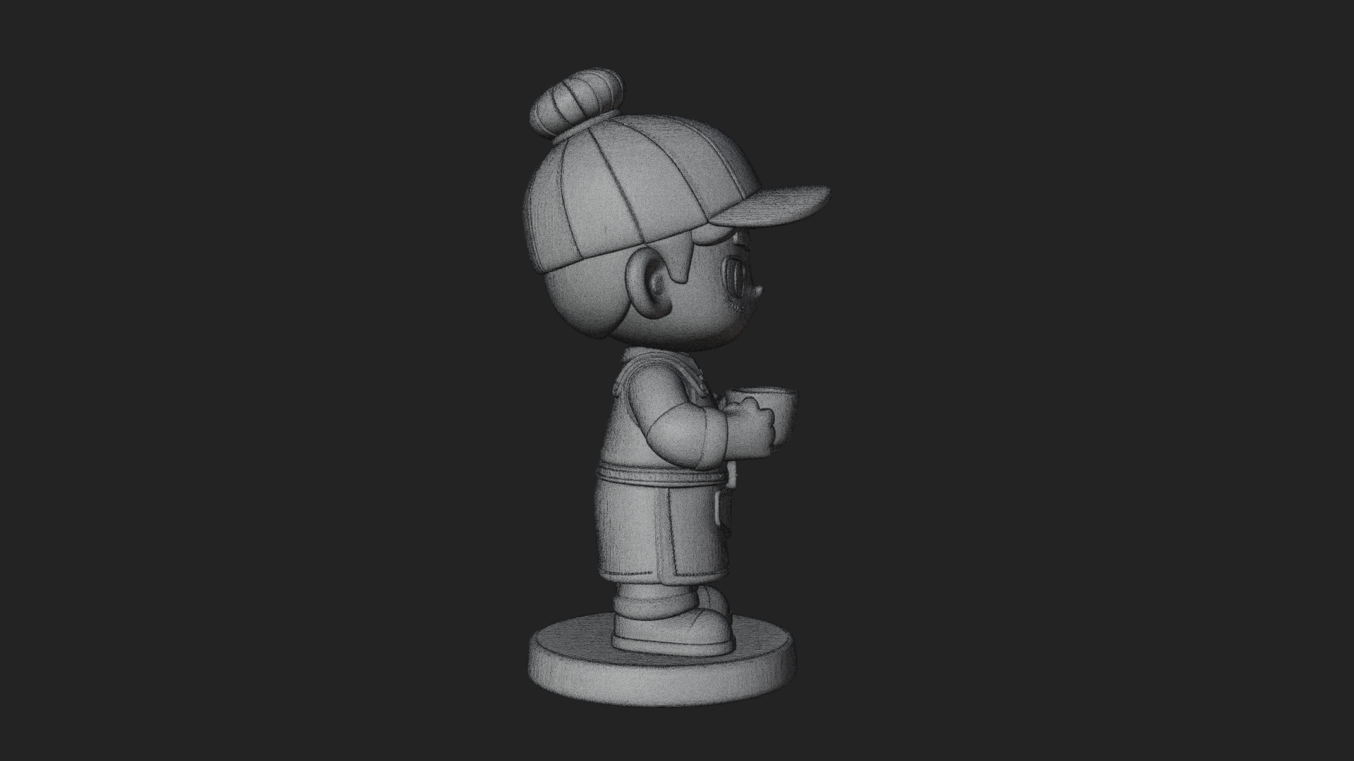 Chibi Barista with Cup Statue Design 2 3D Print Model 3D Model