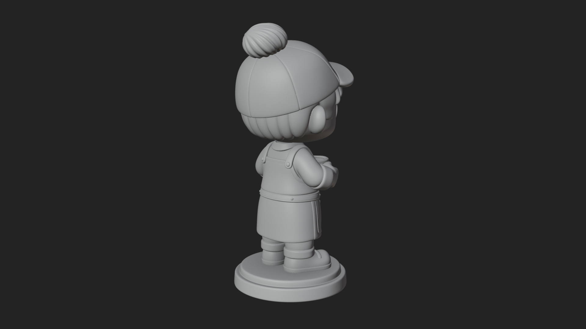 Chibi Barista with Cup Statue Design 3 3D Print Model 3D Model
