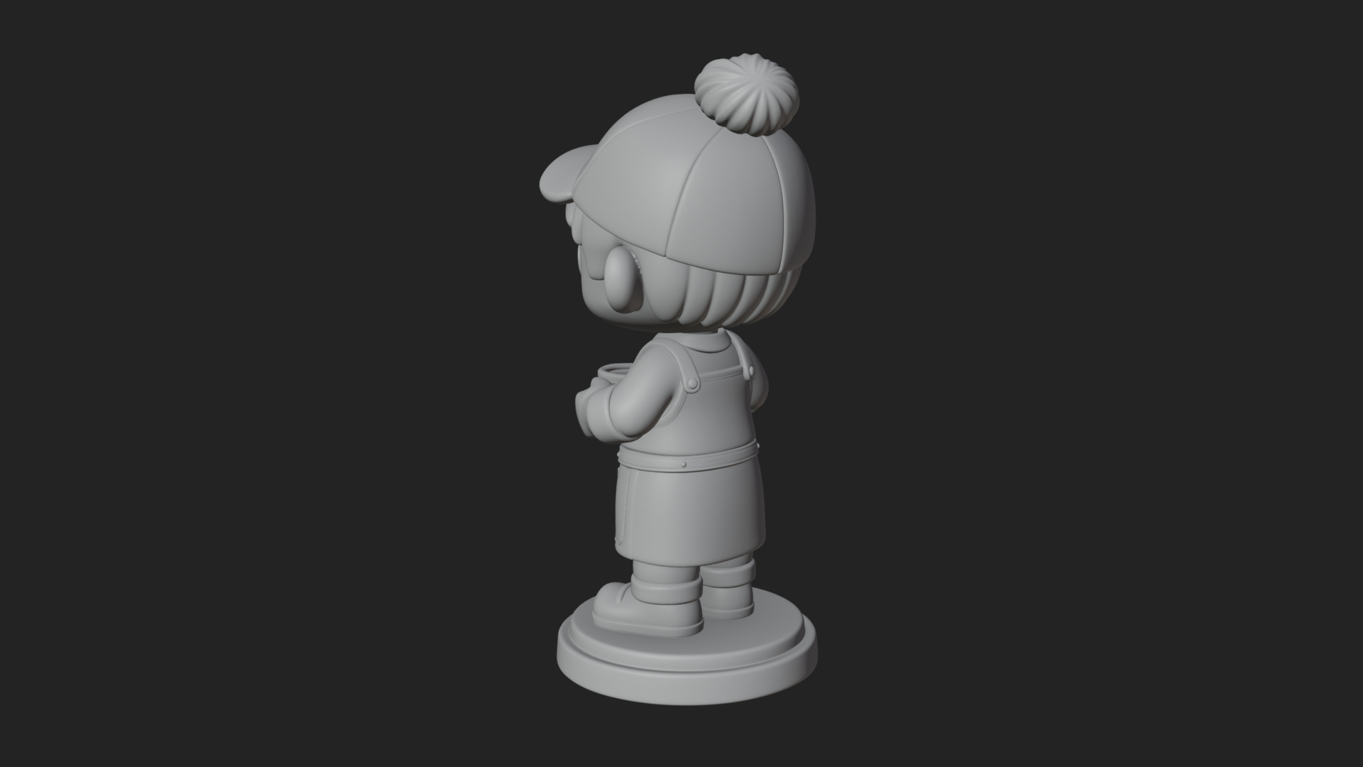 Chibi Barista with Cup Statue Design 3 3D Print Model 3D Model