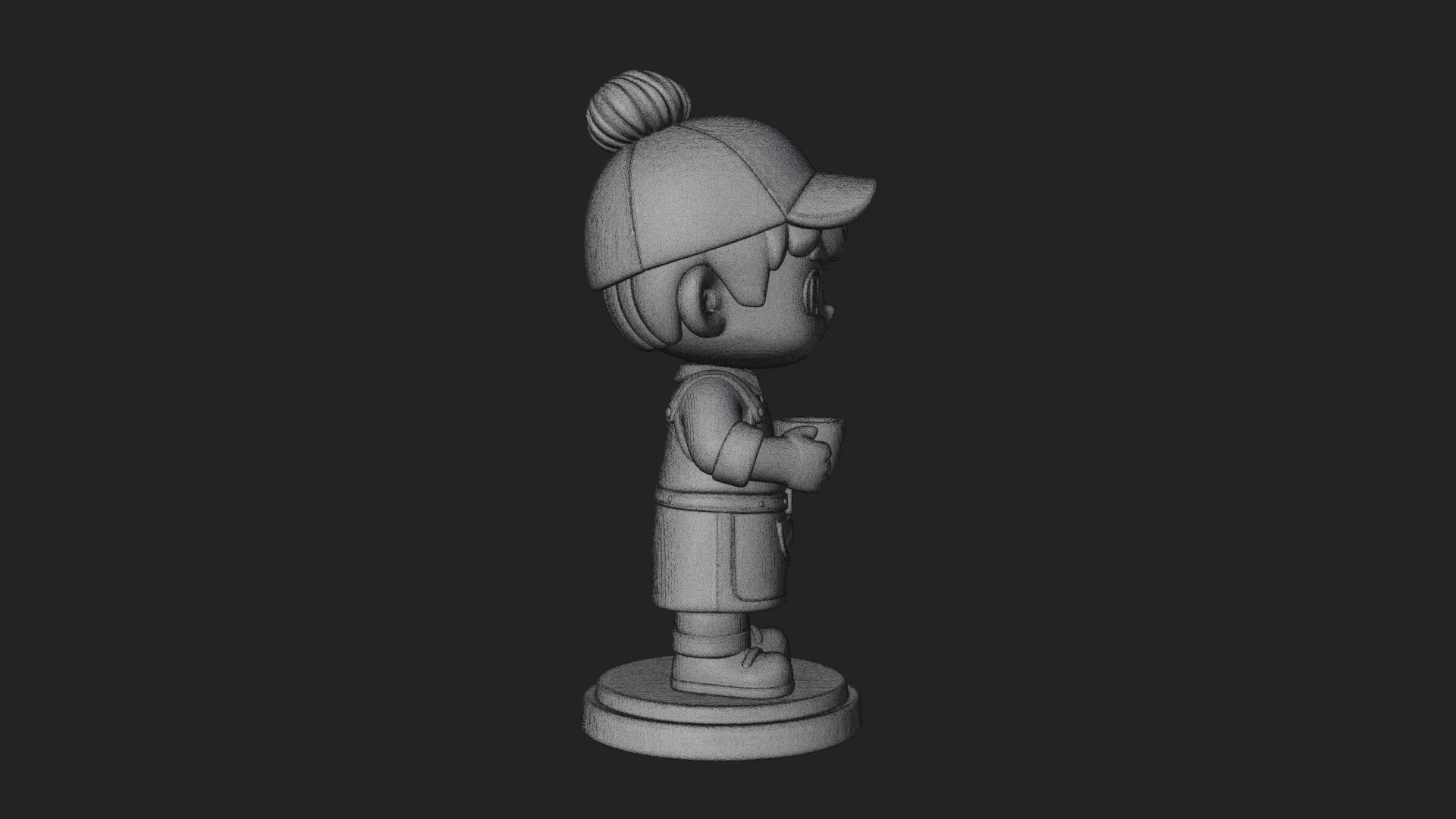 Chibi Barista with Cup Statue Design 3 3D Print Model 3D Model