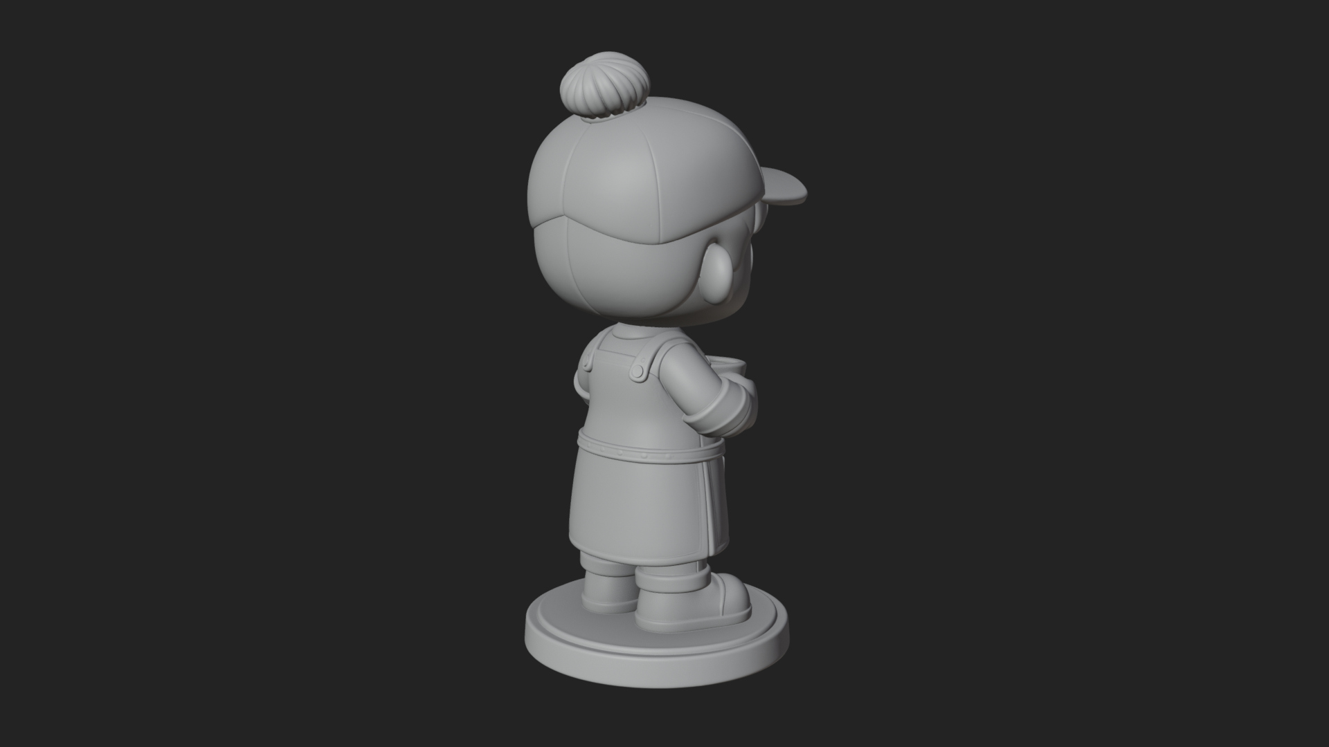 Chibi Barista with Cup Statue Design 4 3D Print Model 3D Model