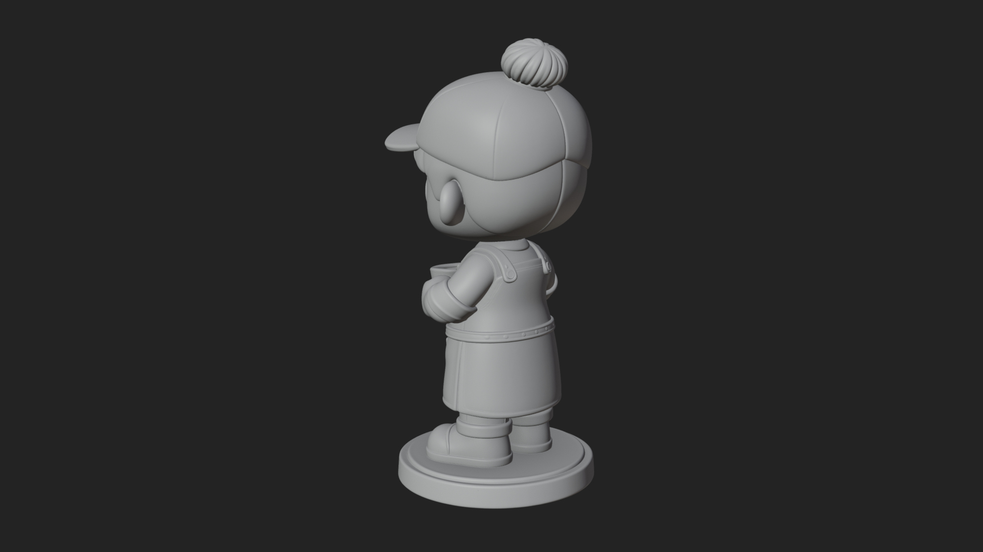 Chibi Barista with Cup Statue Design 4 3D Print Model 3D Model