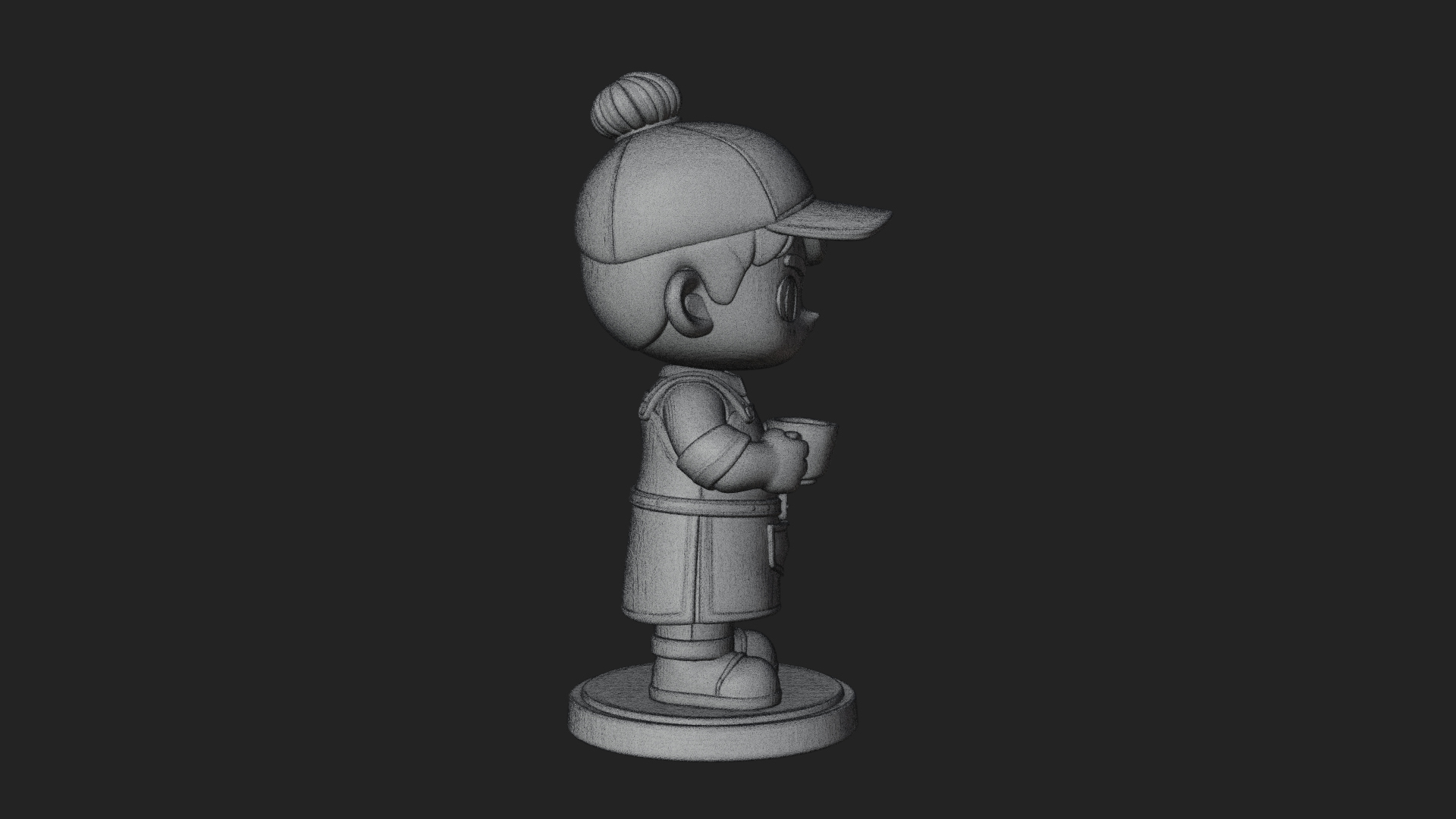 Chibi Barista with Cup Statue Design 4 3D Print Model 3D Model