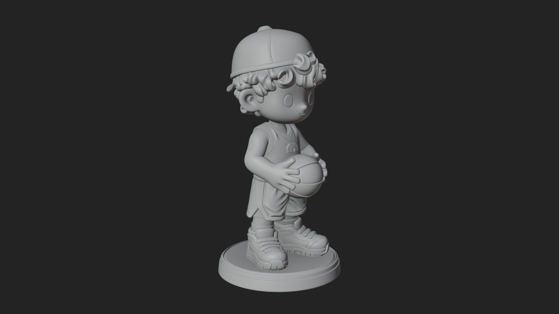 Chibi Basketball Boy Statue Design 1 3D Print Model 3D Model