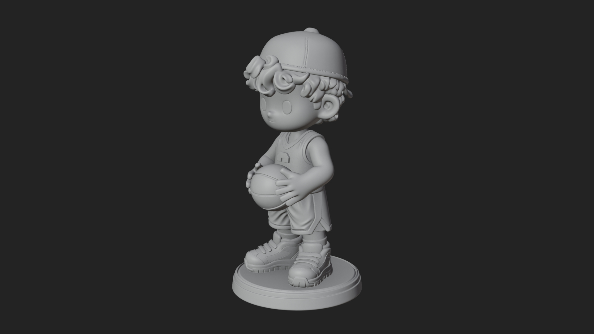 Chibi Basketball Boy Statue Design 1 3D Print Model 3D Model