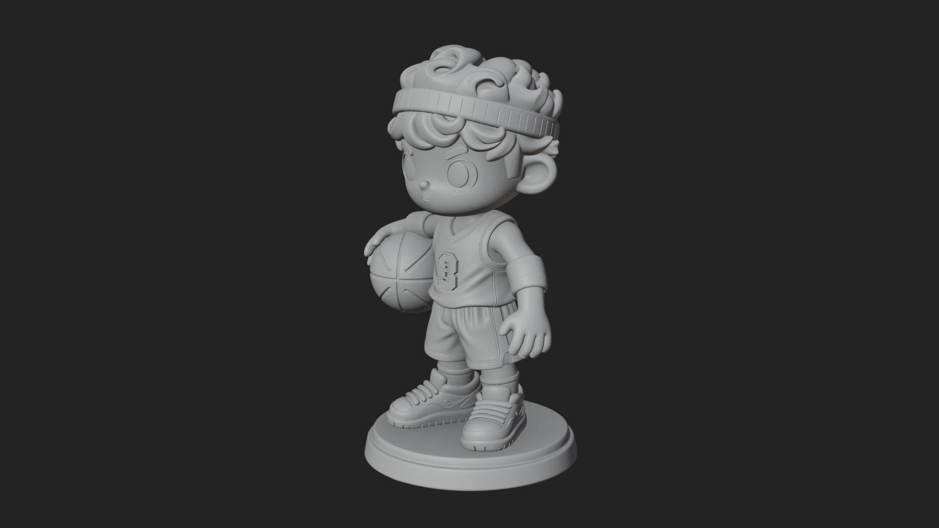 Chibi Basketball Boy Statue Design 4 3D Print Model 3D Model