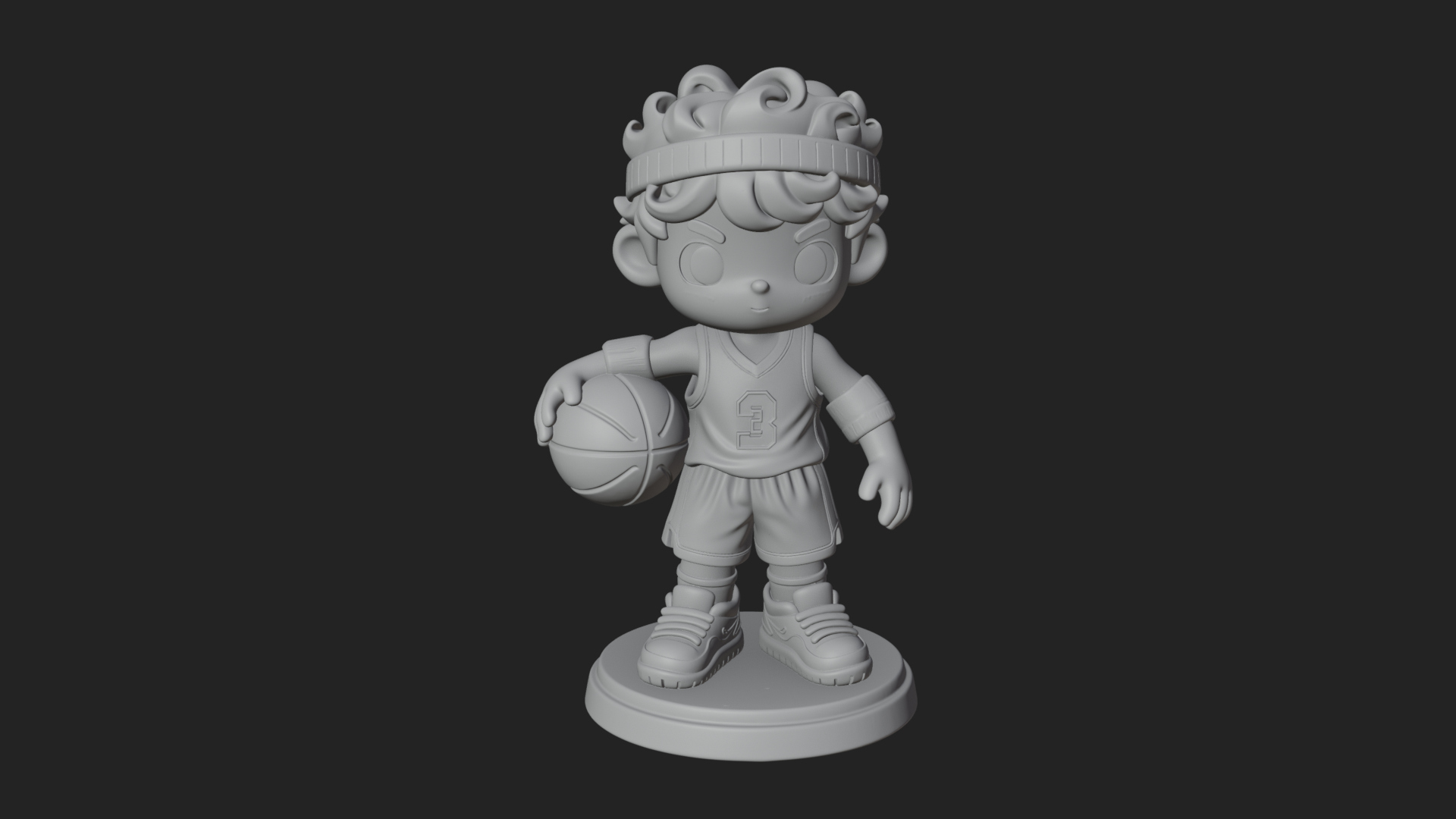 Chibi Basketball Boy Statue Design 4 3D Print Model 3D Model