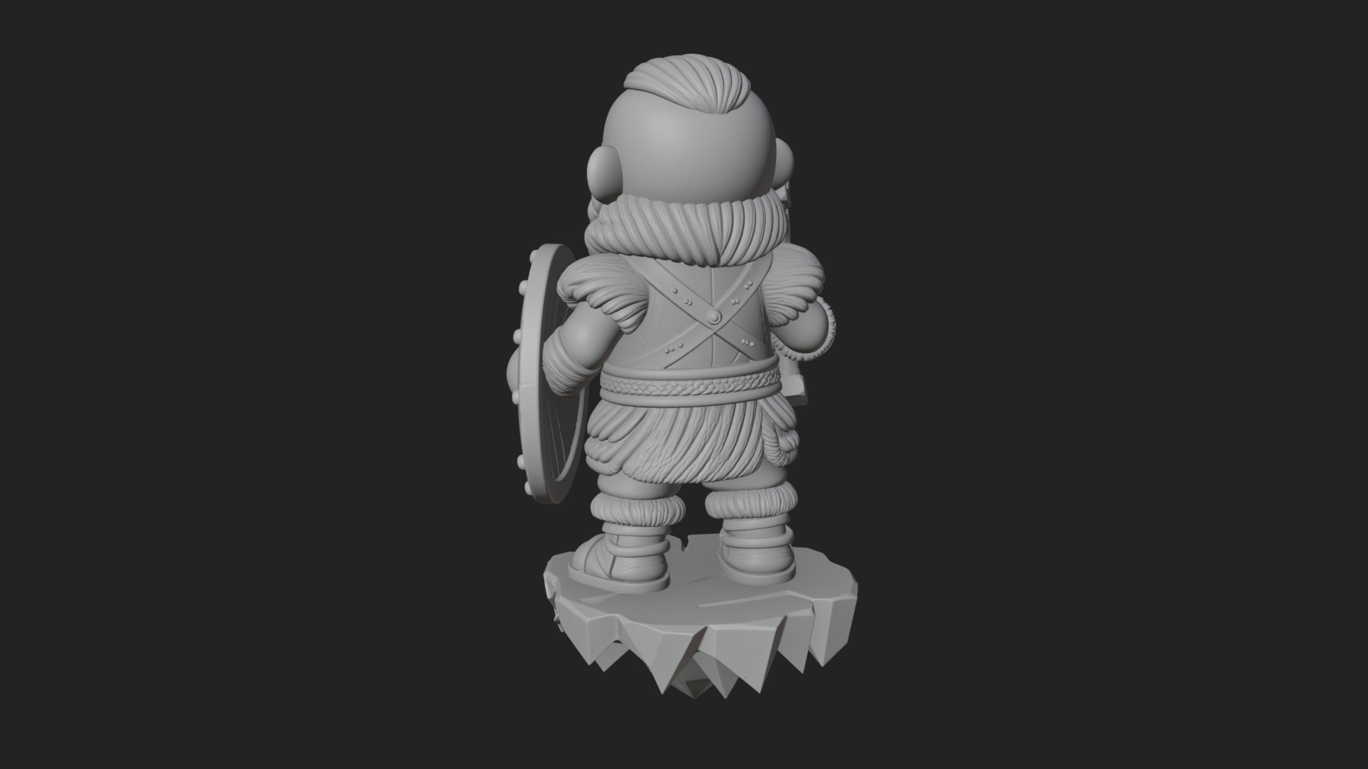 Chibi Bearded Dwarf With Axe Statue Design 1 3D Print Model 3D Model