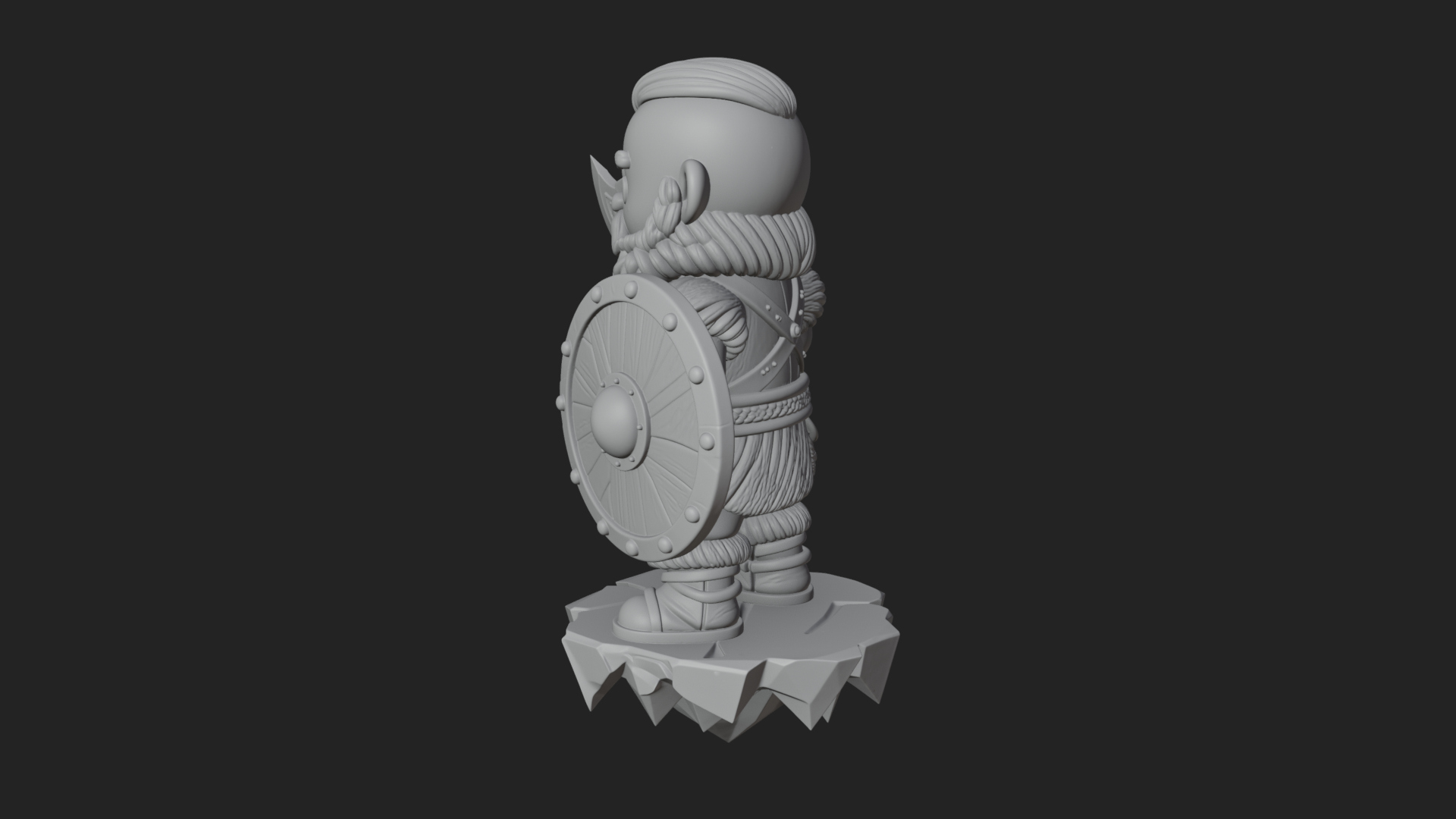 Chibi Bearded Dwarf With Axe Statue Design 1 3D Print Model 3D Model