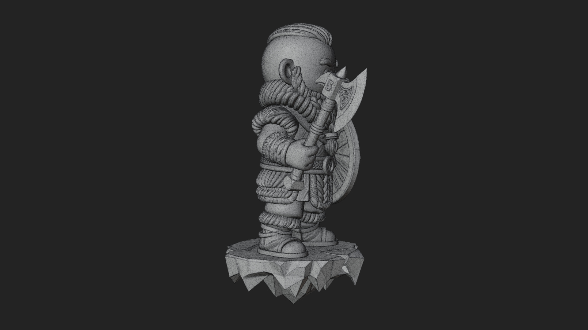 Chibi Bearded Dwarf With Axe Statue Design 1 3D Print Model 3D Model