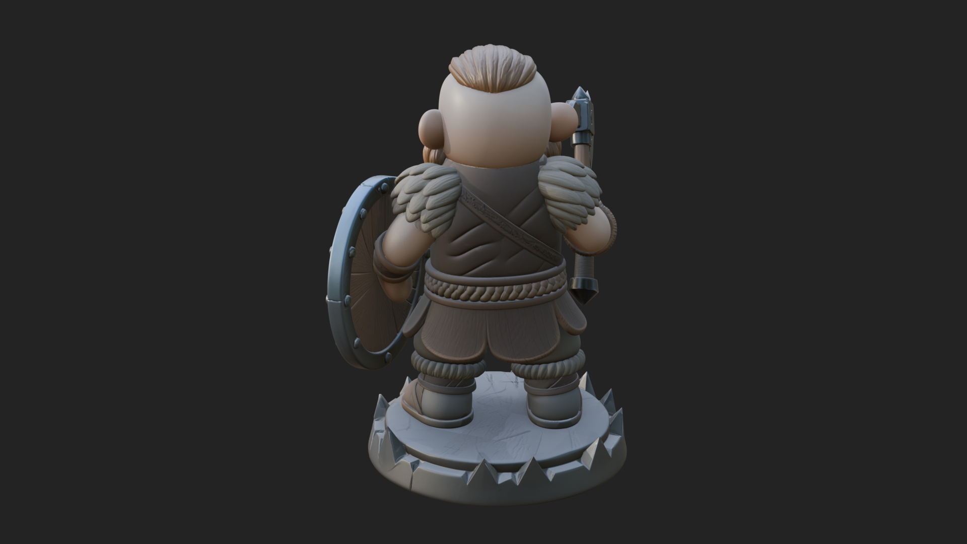 Chibi Bearded Dwarf With Axe Statue Design 2 3D Print Model 3D Model