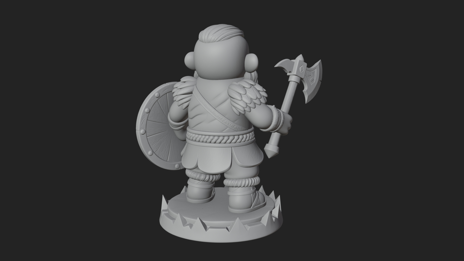 Chibi Bearded Dwarf With Axe Statue Design 2 3D Print Model 3D Model