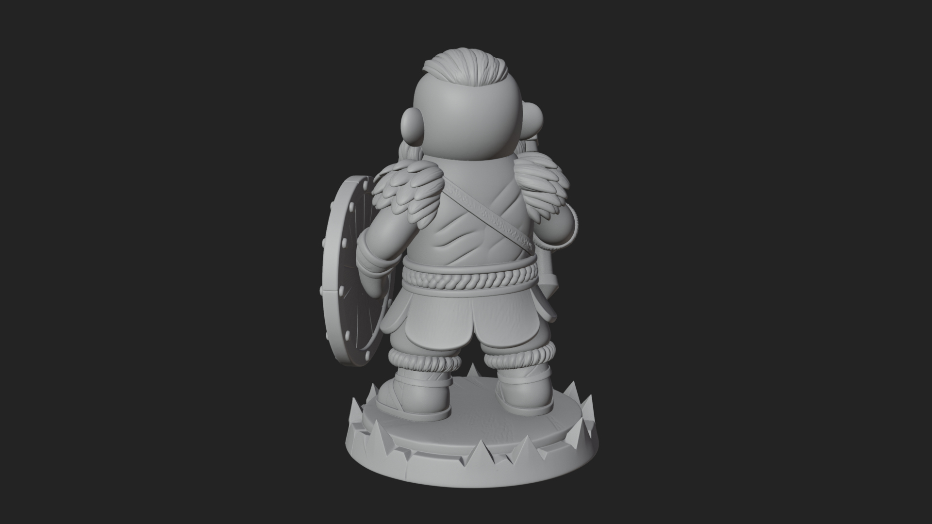 Chibi Bearded Dwarf With Axe Statue Design 2 3D Print Model 3D Model