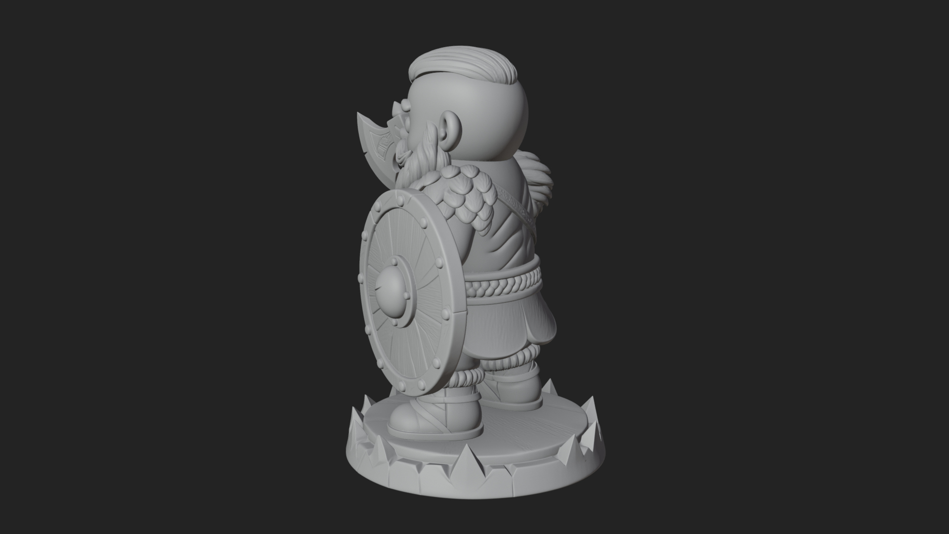 Chibi Bearded Dwarf With Axe Statue Design 2 3D Print Model 3D Model