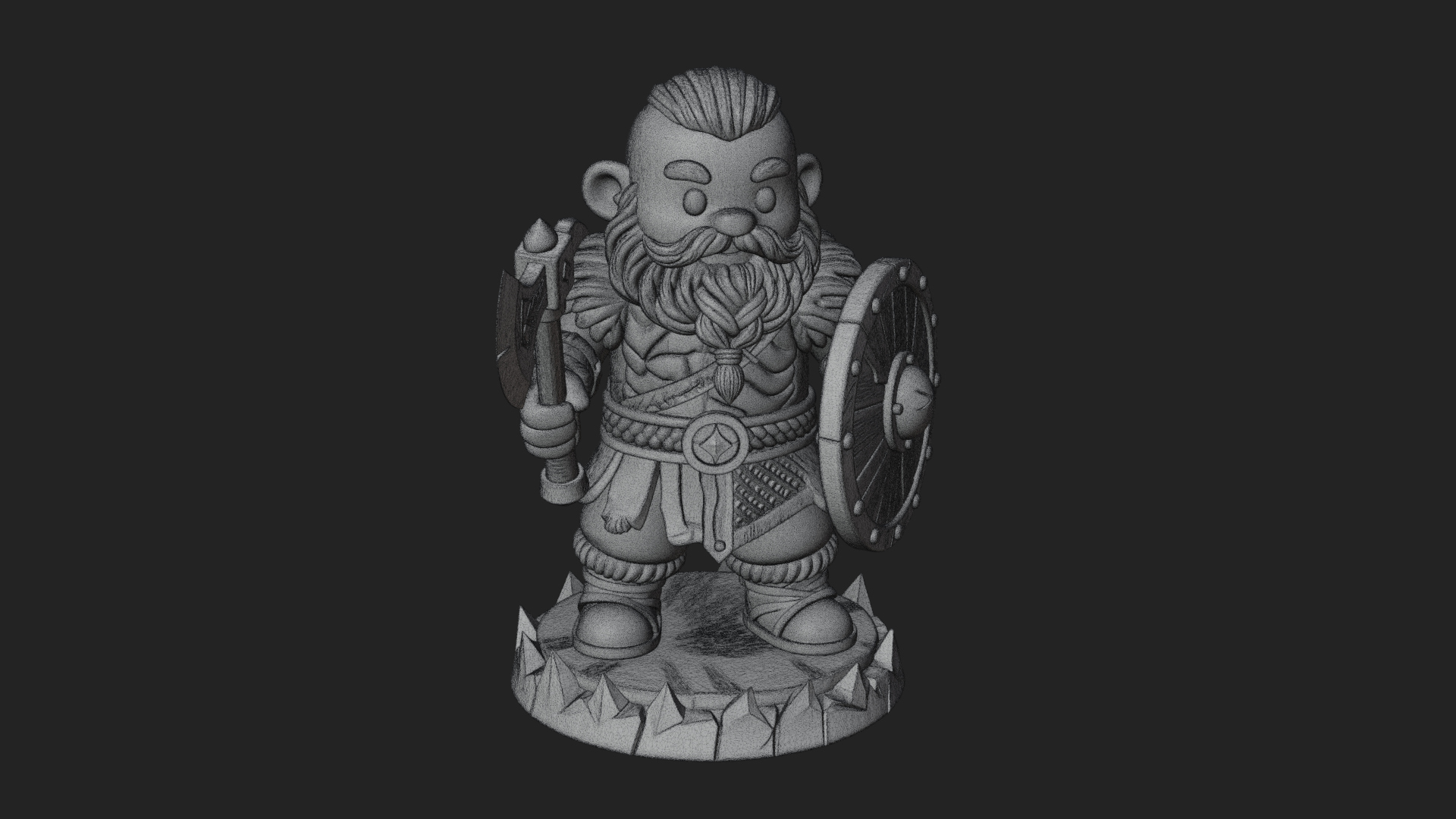 Chibi Bearded Dwarf With Axe Statue Design 2 3D Print Model 3D Model