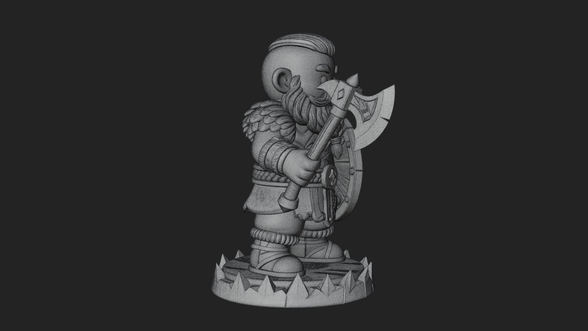 Chibi Bearded Dwarf With Axe Statue Design 2 3D Print Model 3D Model
