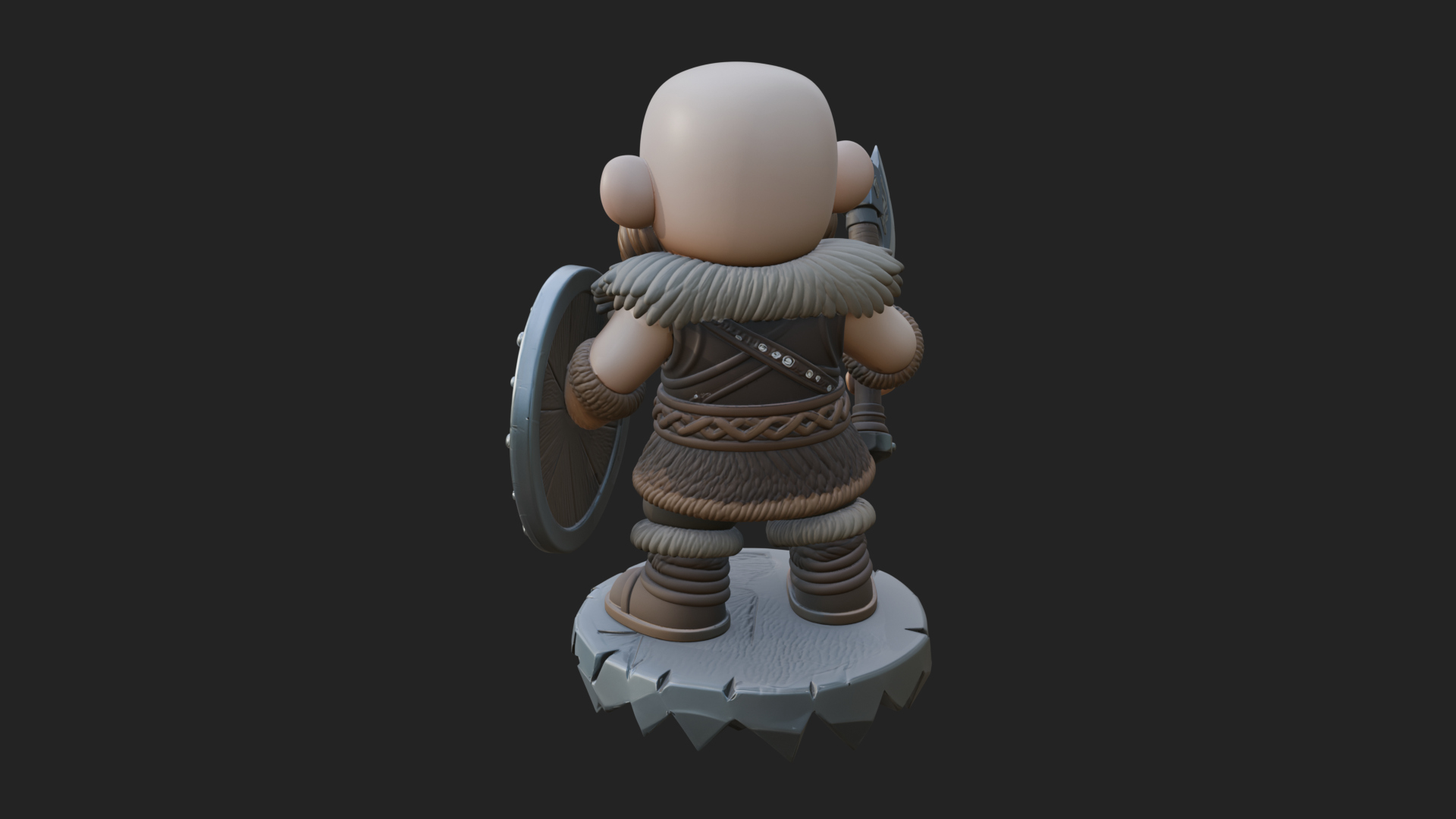 Chibi Bearded Dwarf With Axe Statue Design 3 3D Print Model 3D Model