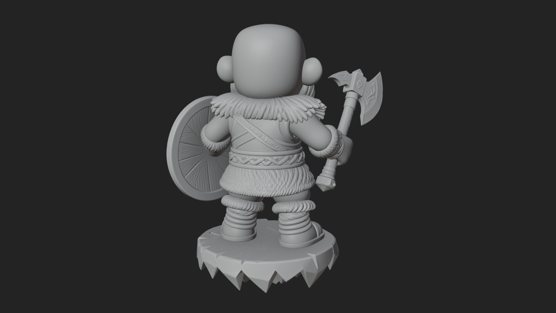 Chibi Bearded Dwarf With Axe Statue Design 3 3D Print Model 3D Model