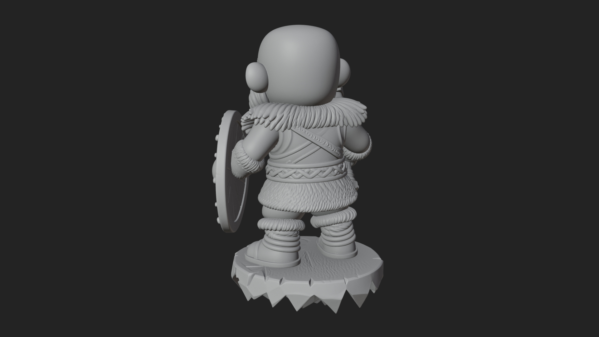 Chibi Bearded Dwarf With Axe Statue Design 3 3D Print Model 3D Model