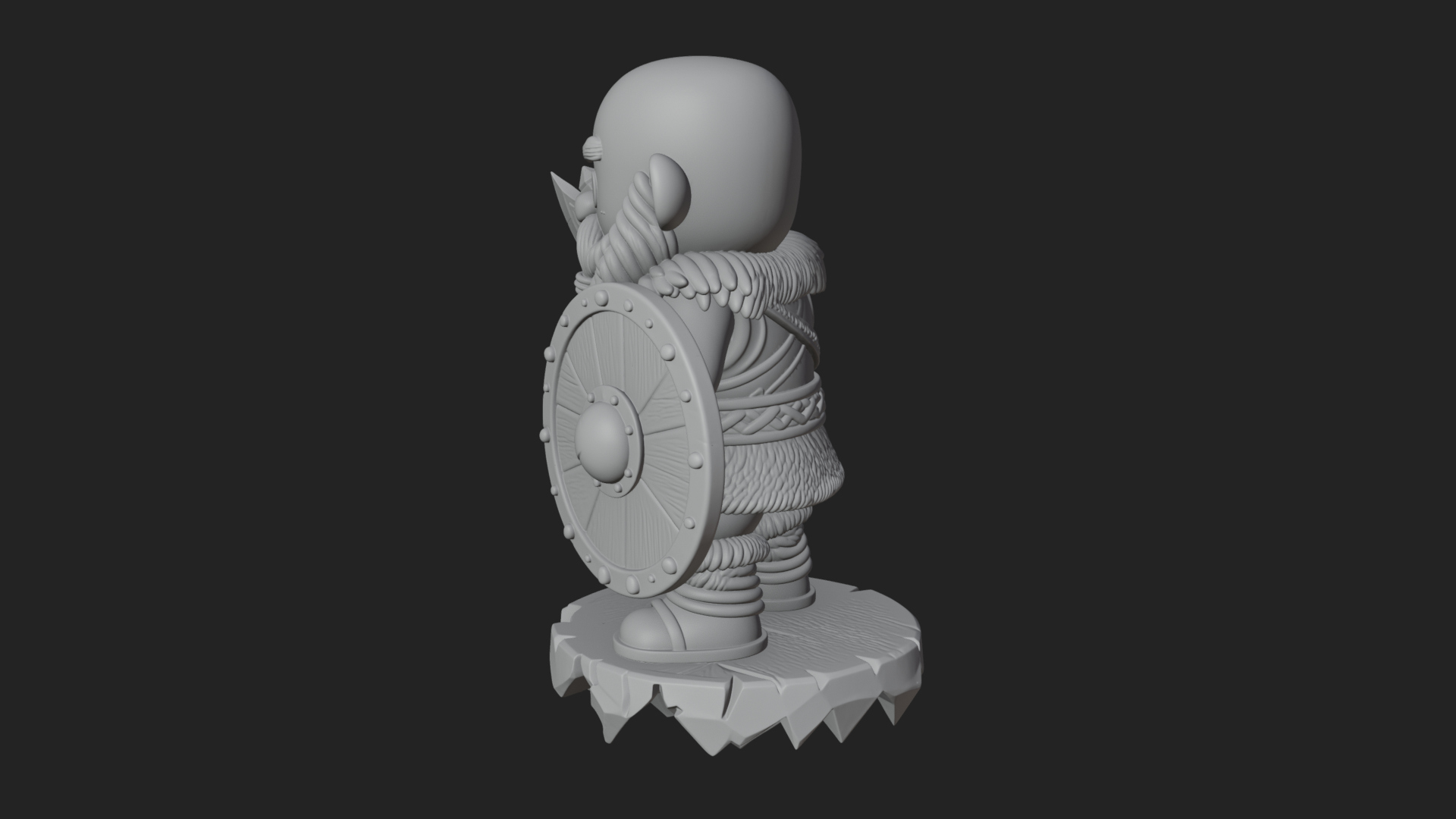 Chibi Bearded Dwarf With Axe Statue Design 3 3D Print Model 3D Model