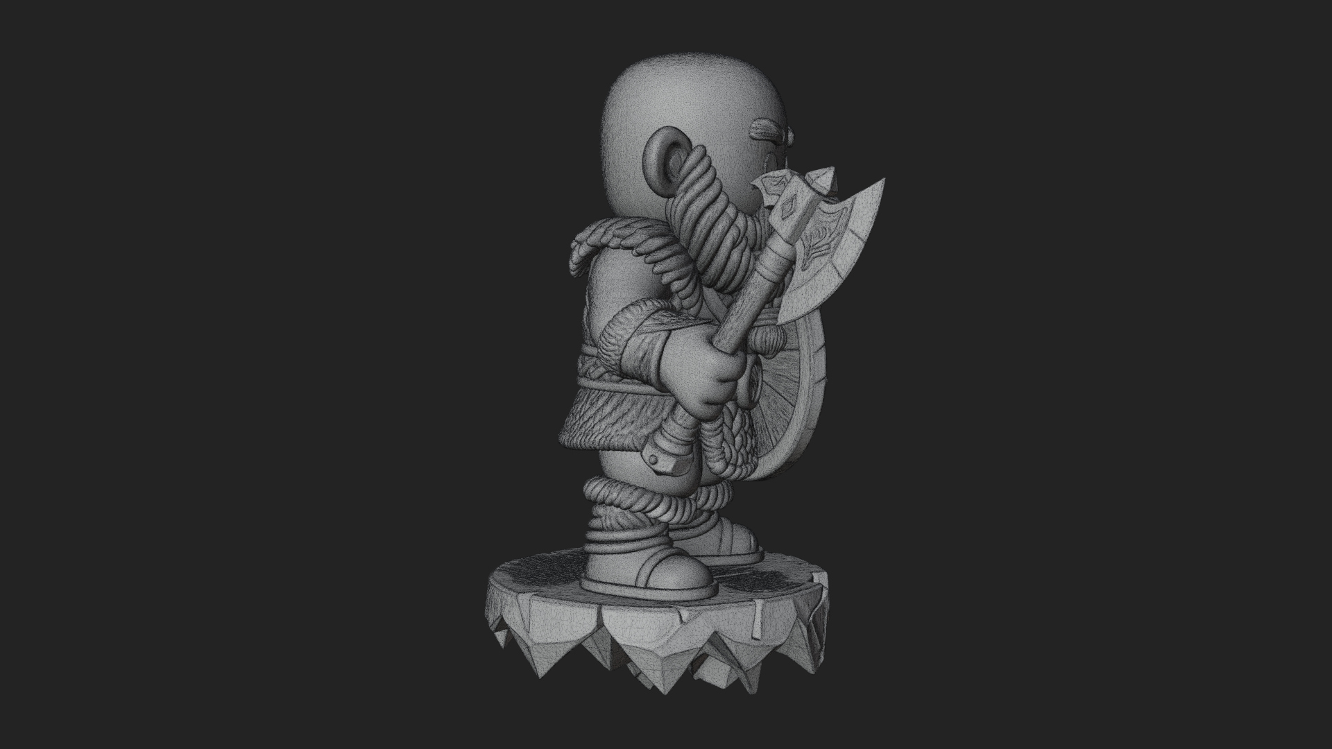 Chibi Bearded Dwarf With Axe Statue Design 3 3D Print Model 3D Model
