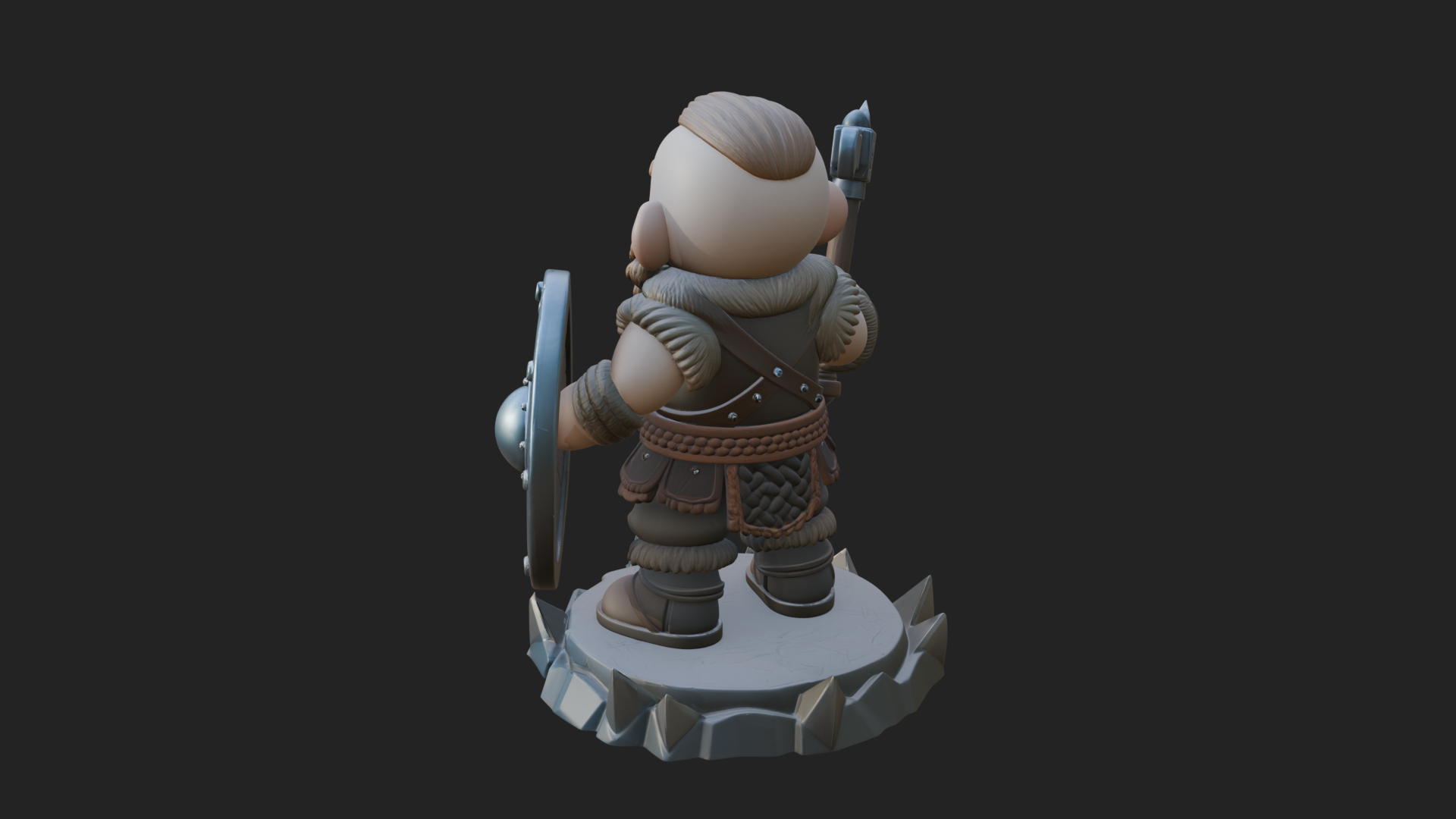 Chibi Bearded Dwarf With Axe Statue Design 4 3D Print Model 3D Model