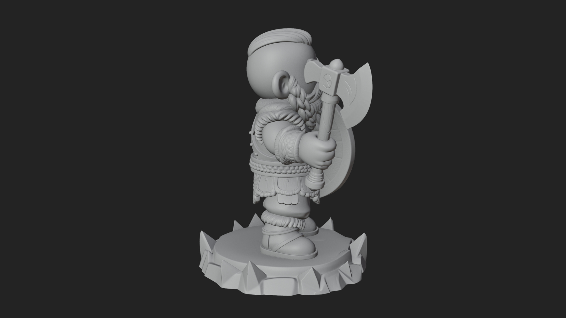 Chibi Bearded Dwarf With Axe Statue Design 4 3D Print Model 3D Model