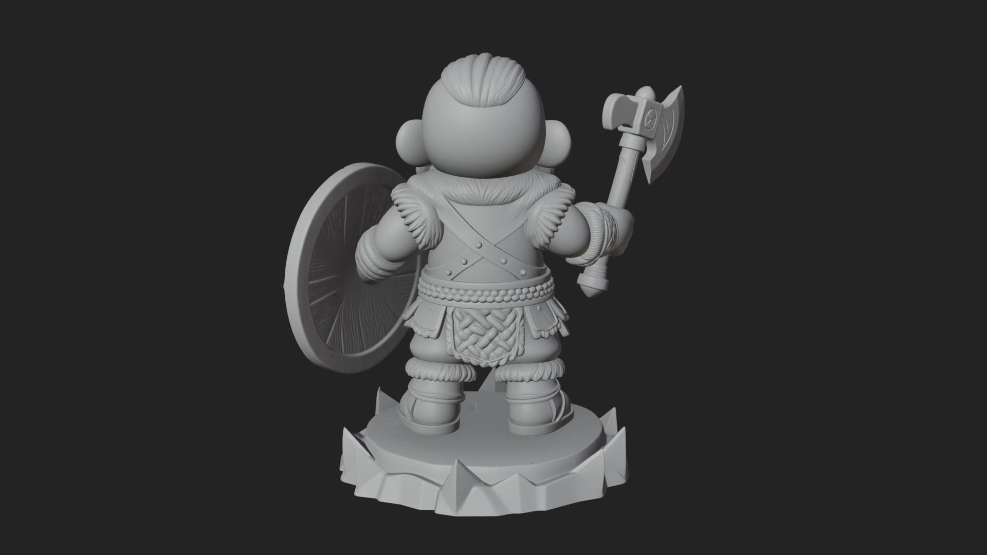 Chibi Bearded Dwarf With Axe Statue Design 4 3D Print Model 3D Model