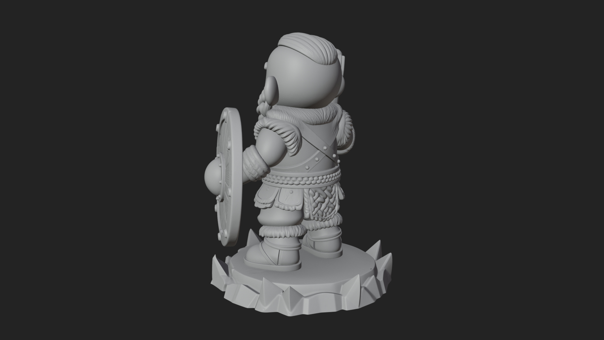 Chibi Bearded Dwarf With Axe Statue Design 4 3D Print Model 3D Model