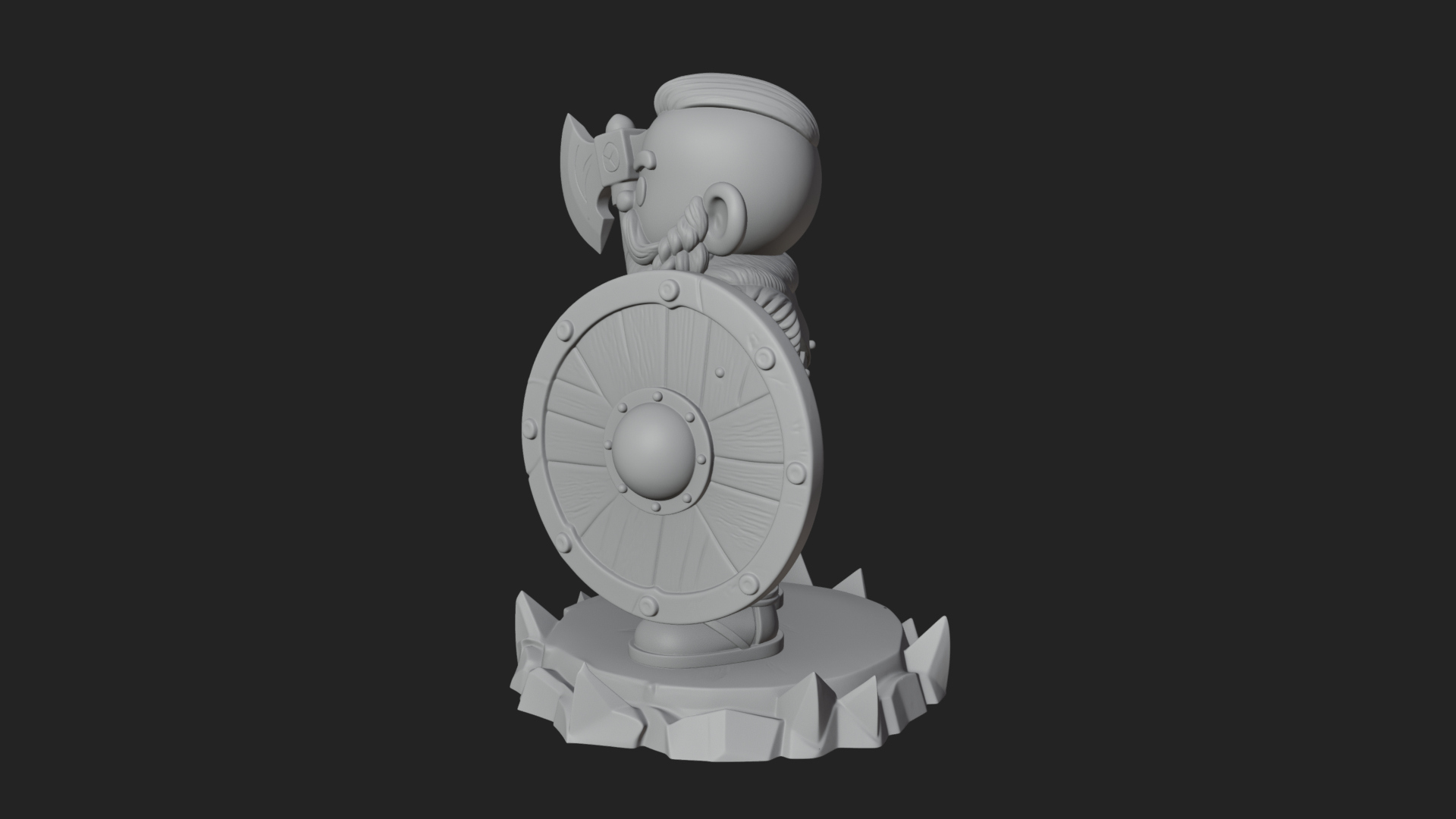 Chibi Bearded Dwarf With Axe Statue Design 4 3D Print Model 3D Model
