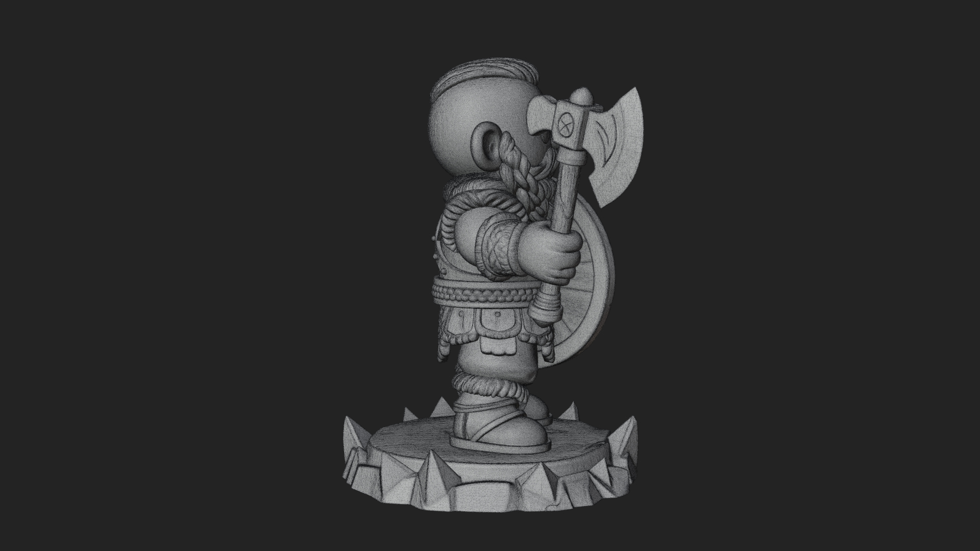 Chibi Bearded Dwarf With Axe Statue Design 4 3D Print Model 3D Model