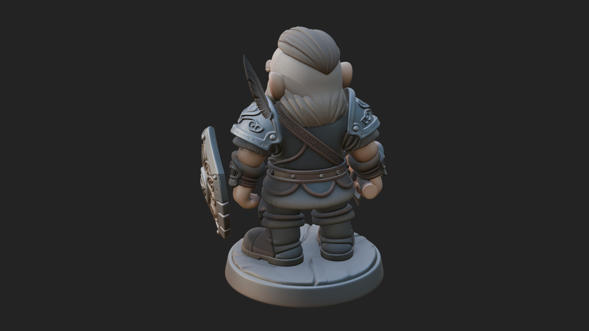 Chibi Bearded Dwarf With Axe Statue Design 5 3D Print Model 3D Model