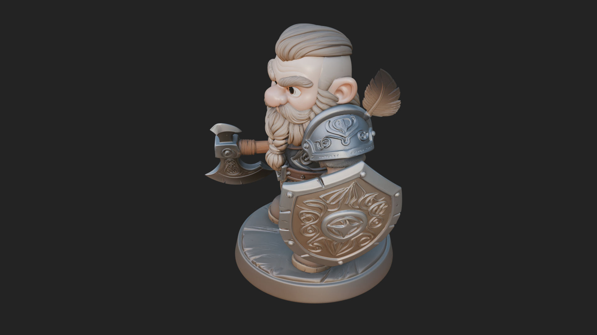 Chibi Bearded Dwarf With Axe Statue Design 5 3D Print Model 3D Model